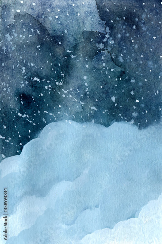 abstract winter night cloudy sky with stars