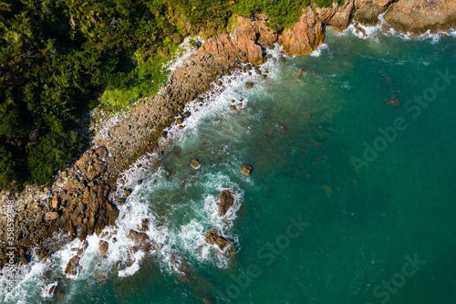 Top down view of coastline © leungchopan