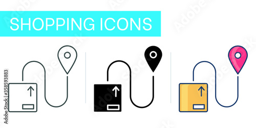 tracking the route of the package, icons