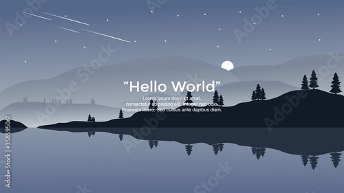 Premium vector banners with polygonal landscape illustration background.