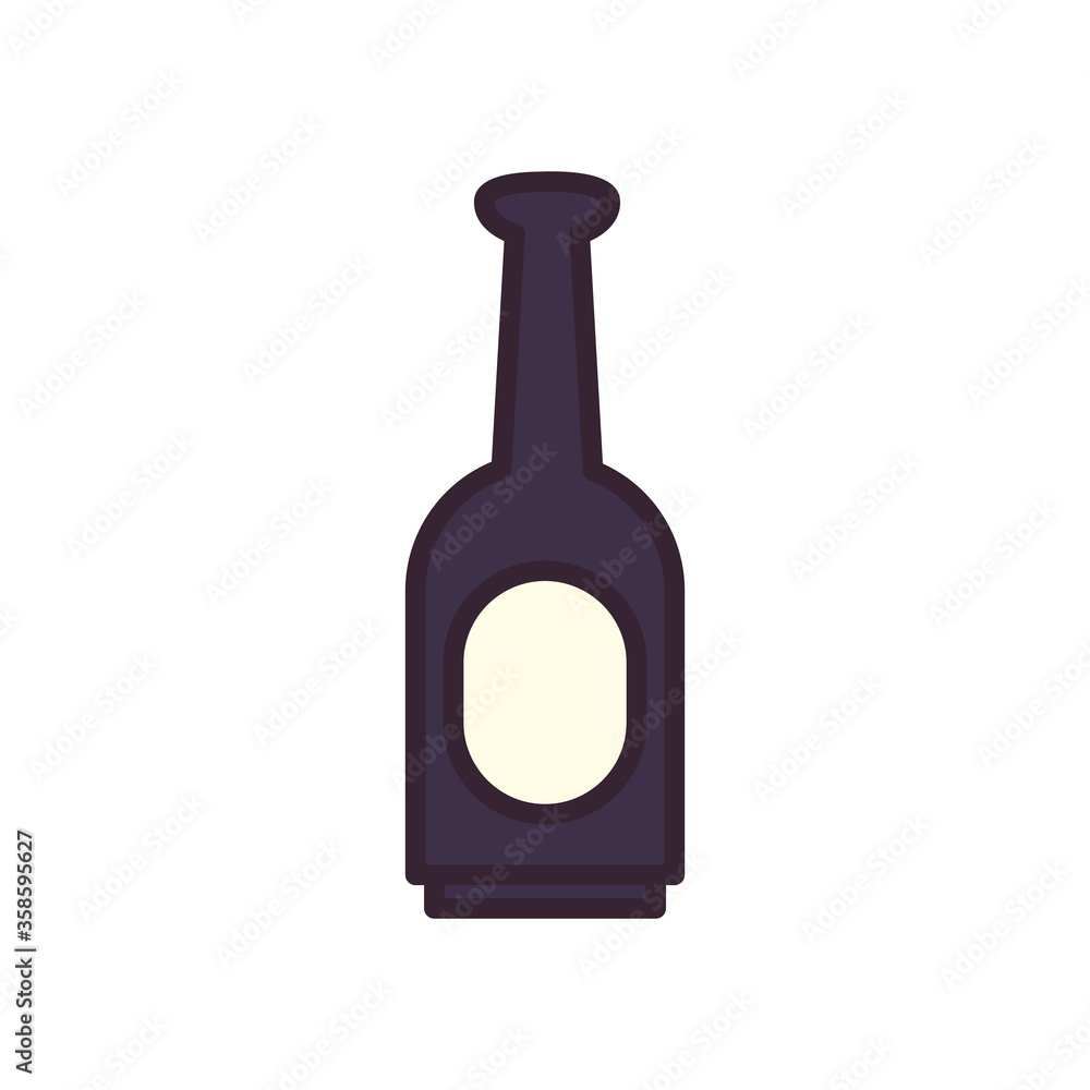 Beer bottle line and fill style icon vector design