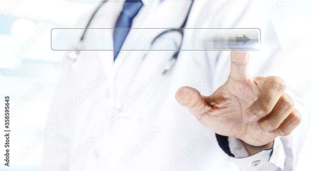 Doctor point and slide finger in search box Doctor point and slide finger in search box