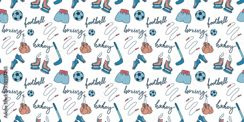 Cute sports seamless pattern.