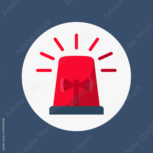 isolation Breaches penalties vector & stay home icon. red warning light Police & ambulance. rotating beacons light siren alarm sign flat design. alert Emergency lighting against coronavirus symbol