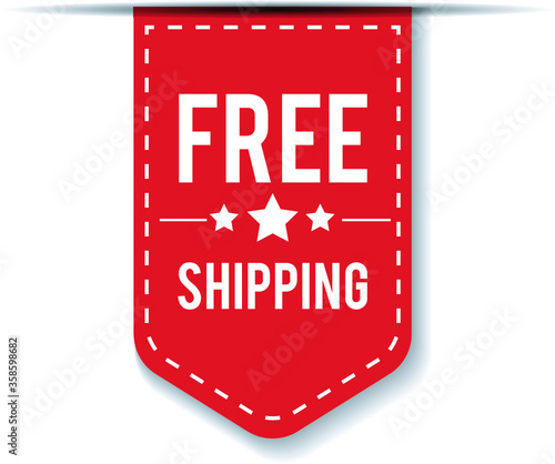  free shipping ribbon, label vector