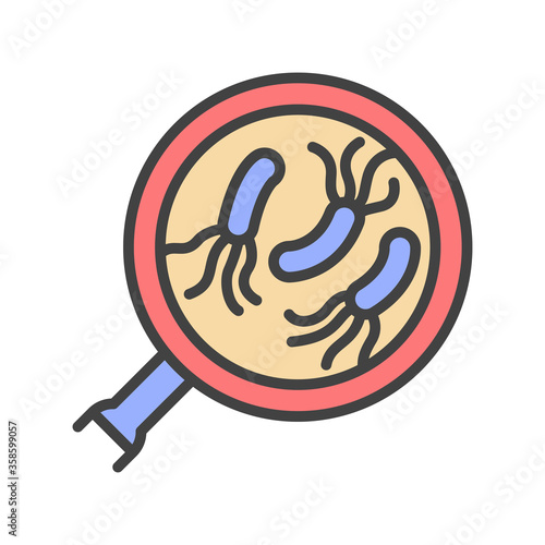 Parasite analysis color line icon. Medical examination concept. Pictogram for web, mobile app, promo. UI UX design element. Editable stroke.