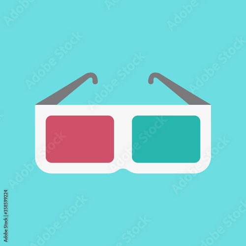 3d glasses icon. Flat design style modern vector illustration. Isolated on stylish color background. Elements in flat design