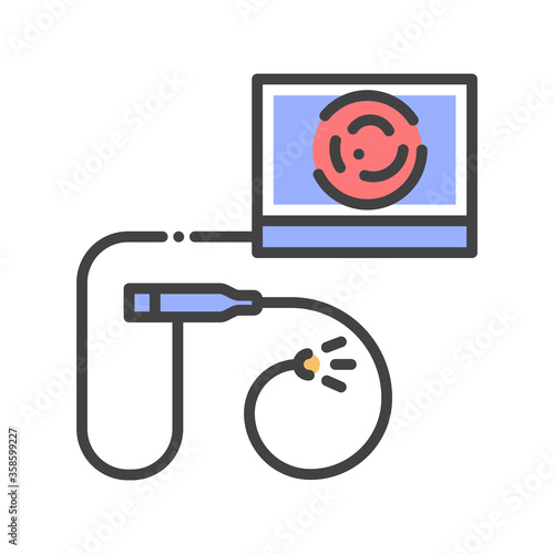 Nasogastric tube color line icon. Digestive system medical device. Sign for web page, mobile app, button, logo. Vector isolated element. Editable stroke.