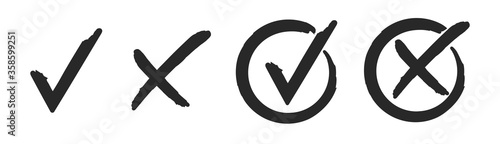 Set check mark and cross. Vector illustartion