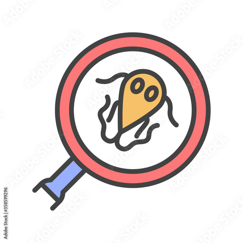 Giardiasis check color line icon. Medical examination concept. Pictogram for web, mobile app, promo. UI UX design element. Editable stroke.