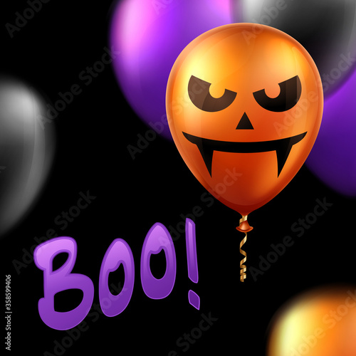 Halloween background with scary air balloons. Greeting card, party invitation or sale banner template