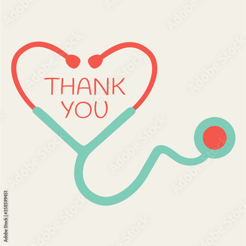 save life pandemic. emblem support concept. thank you doctor & nurse. outbreak coronavirus symbol. flat design red heart shape Stethoscope medical instrument vector icon. health care love support logo