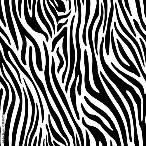 Black and white zebra animal print pattern. Zebra background.Vector illustration.