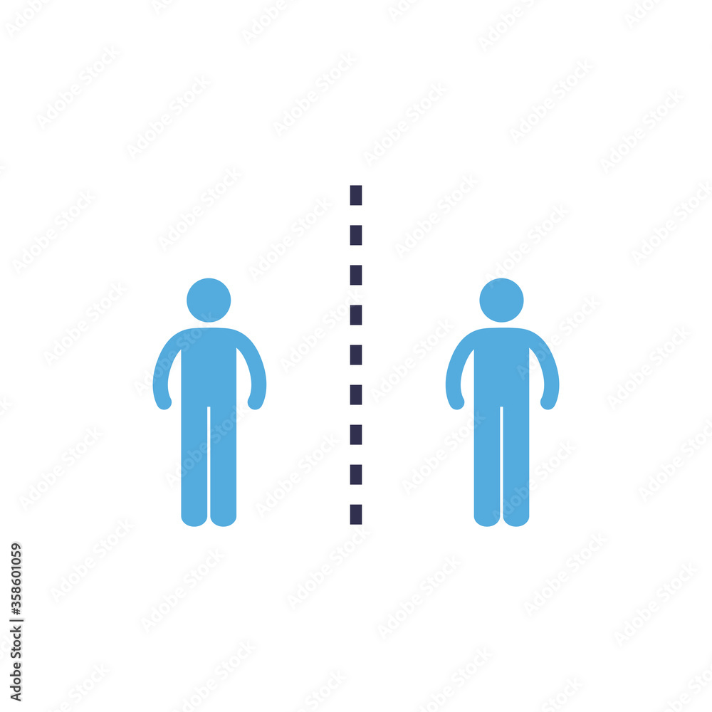 Social distancing between human avatars flat style icon vector design Social distancing between human avatars flat style icon vector design