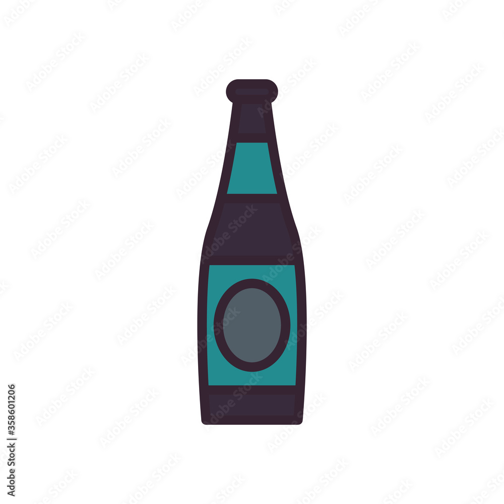 Beer bottle line and fill style icon vector design Beer bottle line and fill style icon vector design