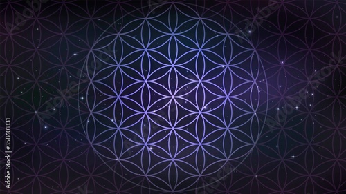 Wallpaper Mural Background with the sign of the Flower of Life, astral space pattern Torontodigital.ca