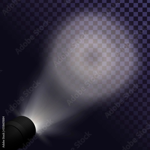 Light of a flashlight on the wall, a spotlight shining forward