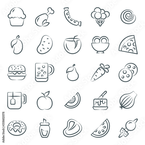  Yummy Food and Drinks Doodle Icons Pack  
