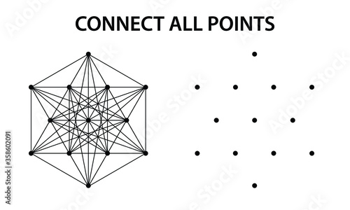  Abstract polygonal shape with connecting dots and lines, connect the dots picture, dot to dot game, entertaining game element in vector