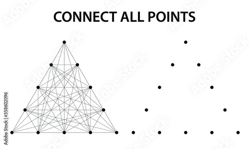  Abstract triangle shape with connecting dots and lines, connect the dots picture, dot to dot game, entertaining game element in vector