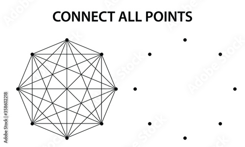  Abstract polygonal shape with connecting dots and lines, connect the dots picture, dot to dot game, entertaining game element in vector