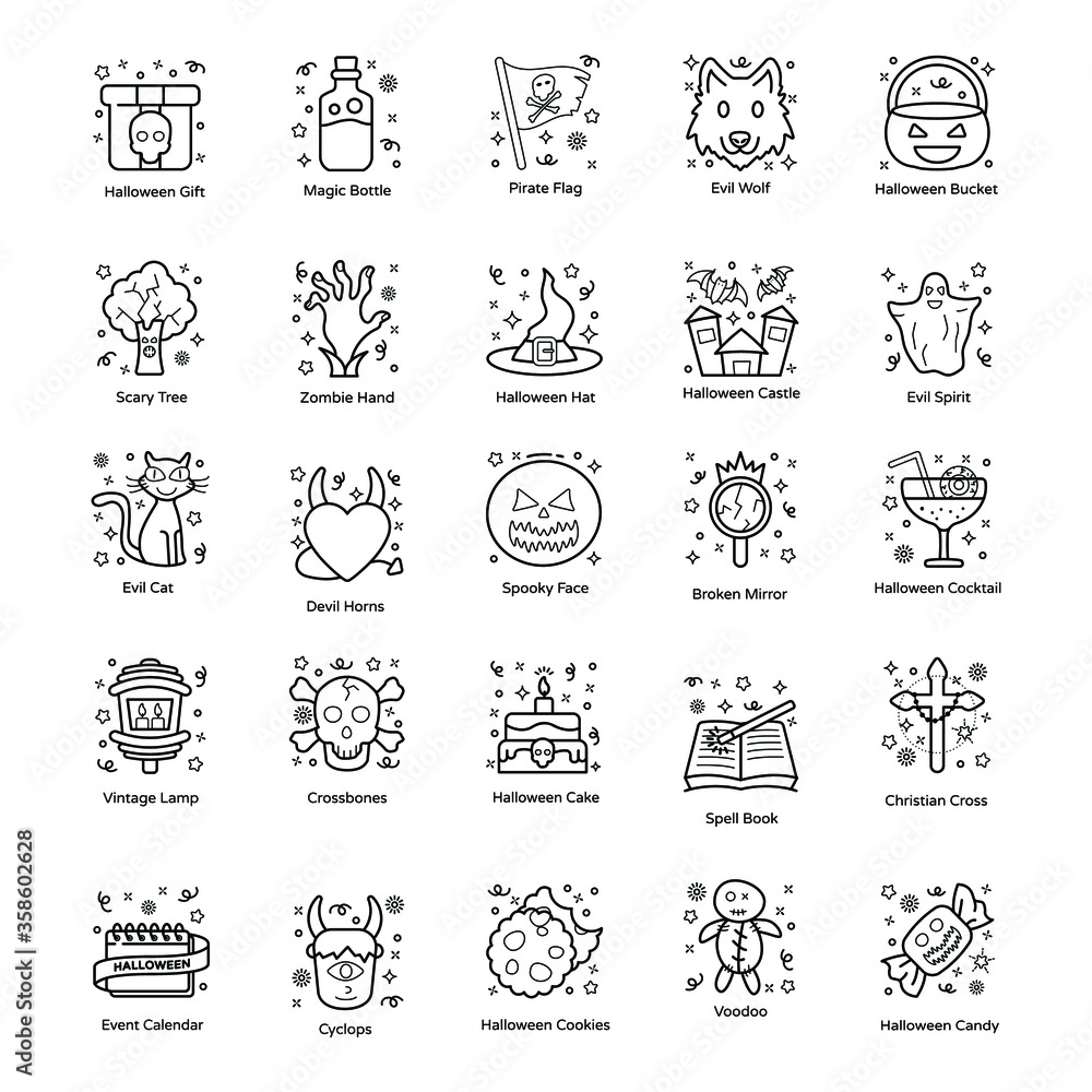 
Scary Halloween line  Icons Pack 
