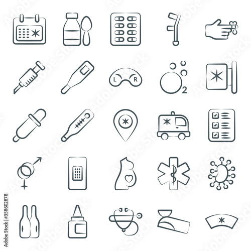 
Medical Equipment Doodle Icons Pack 
