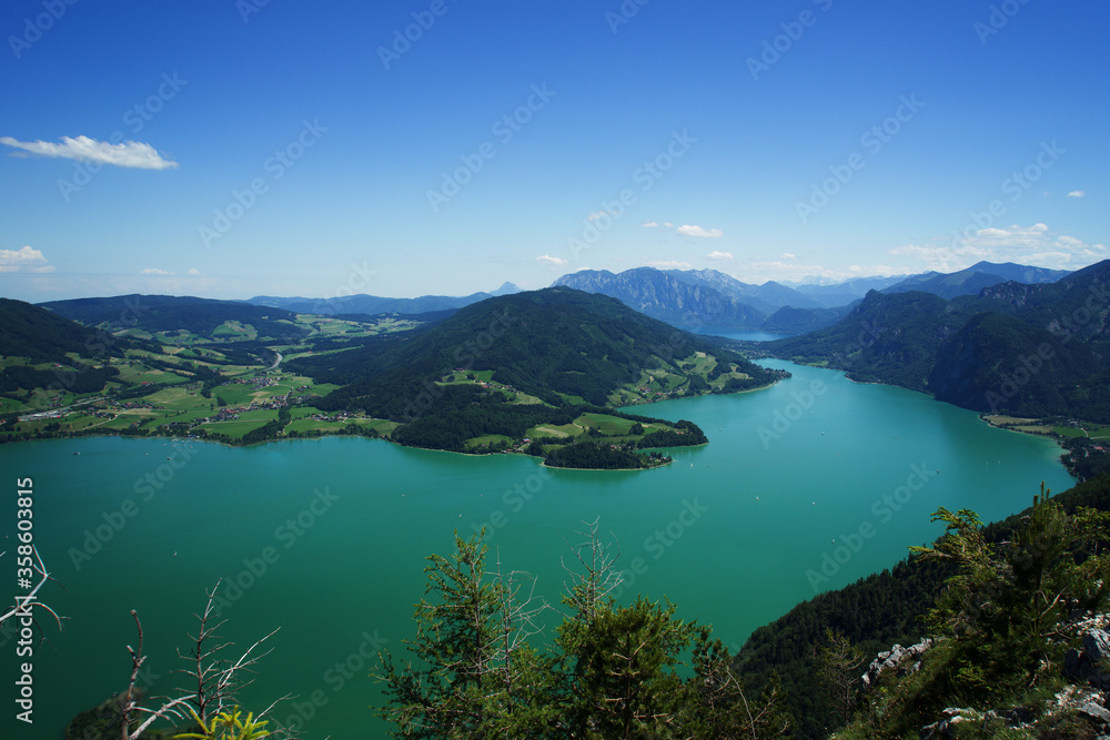 Mondsee lake in Austria Europe in summer nice weather