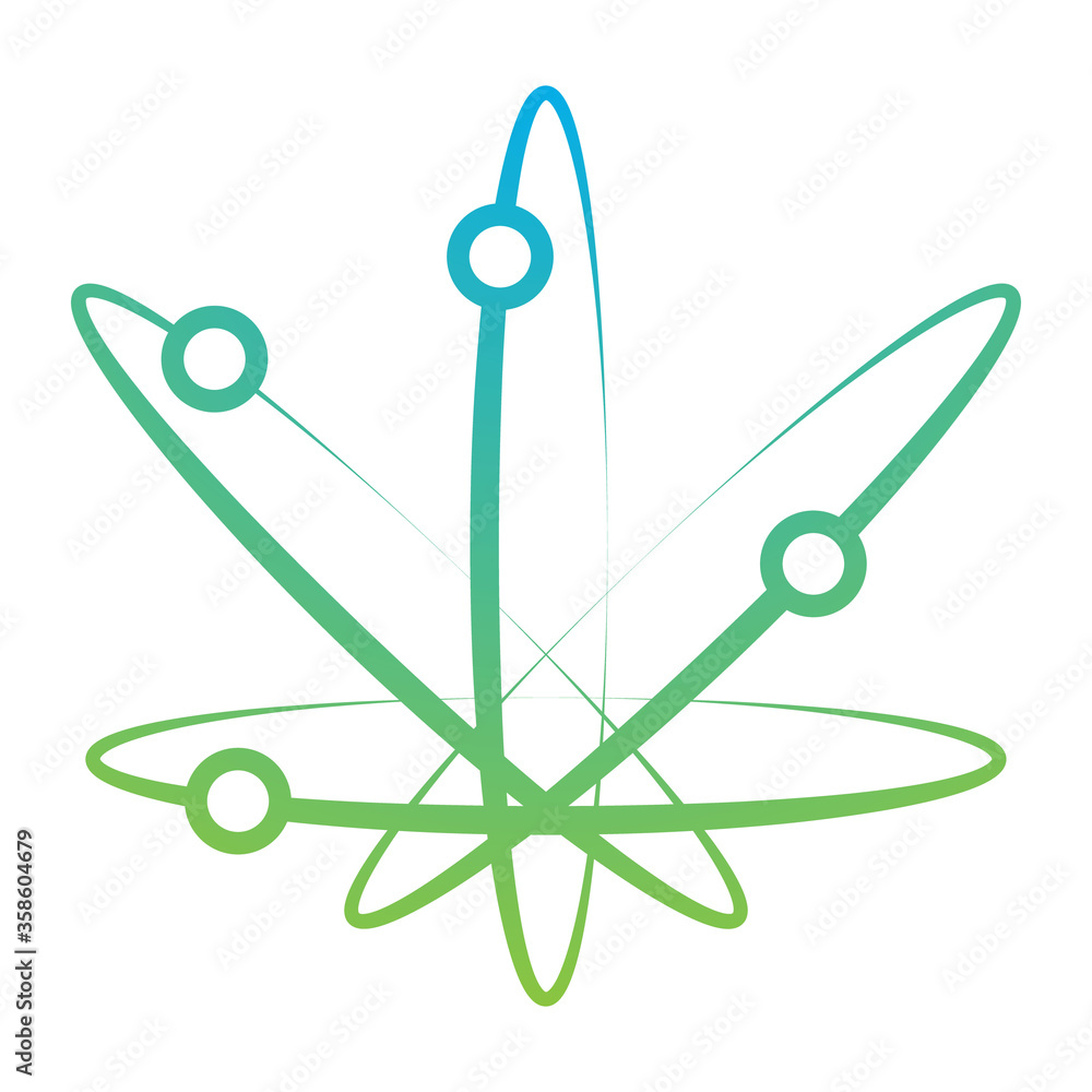 Cannabis leaf incorporated with science symbol atom logo icon ...