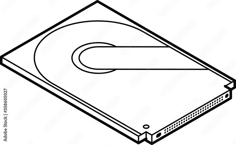 Line drawing of a computer disk drive - 1.8