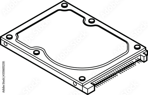 Line drawing of a computer disk drive - 2.5" PATA/IDE
