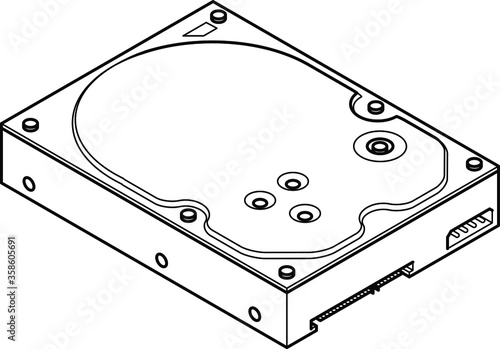 Line drawing of a computer disk drive - 3.5" SATA