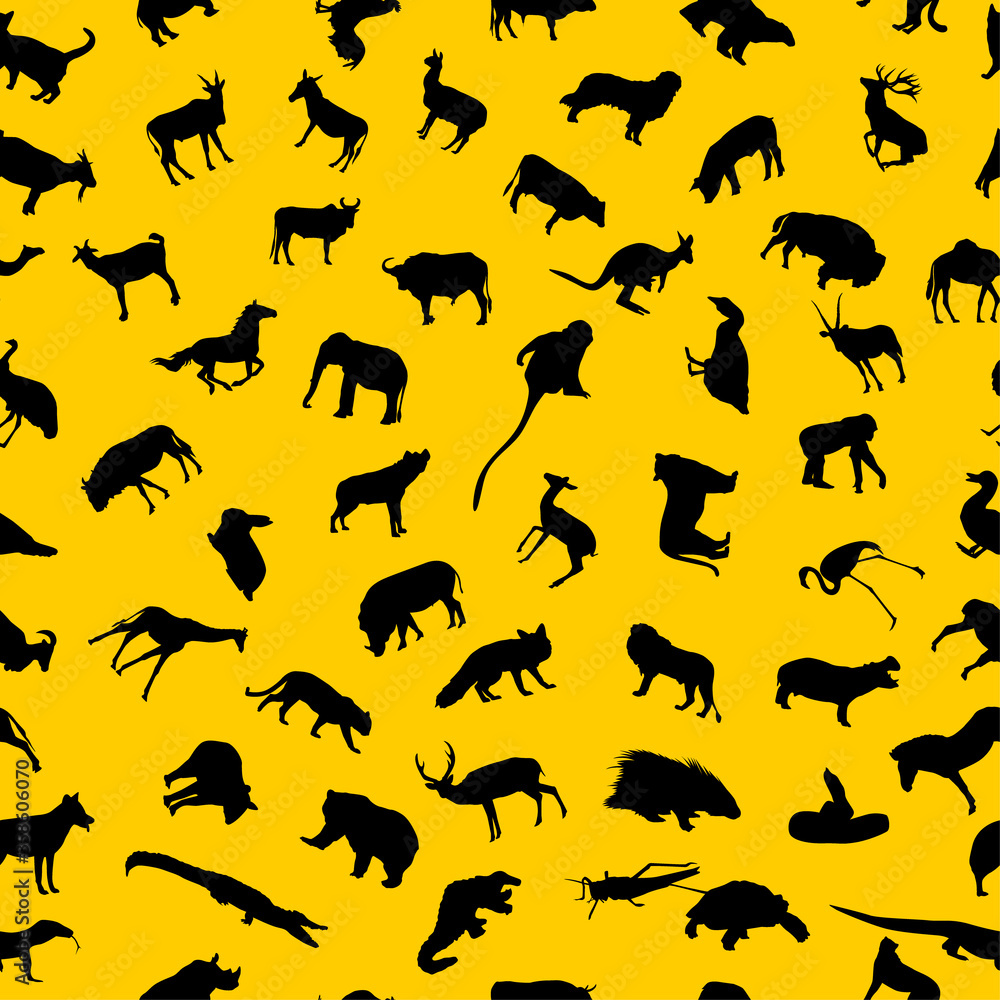 Pattern 53 animal silhouette collection icon flat design background