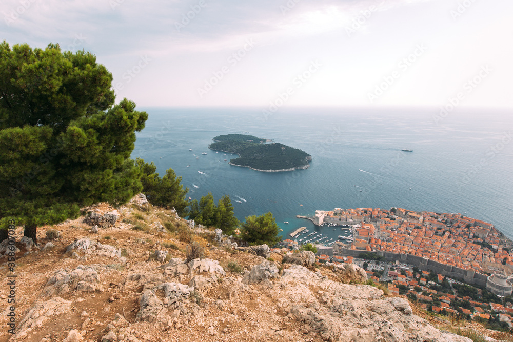 beautiful view above Dubrovnik seaside 