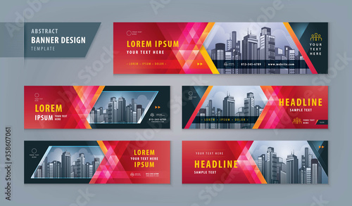 Abstract banner design web template Set, Horizontal header web banner