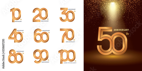 Set of 10 to 100 Anniversary logotype design, Years Celebrate Anniversary Logo