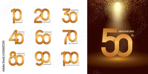 Set of 10 to 100 Anniversary logotype design, Years Celebrate Anniversary Logo
