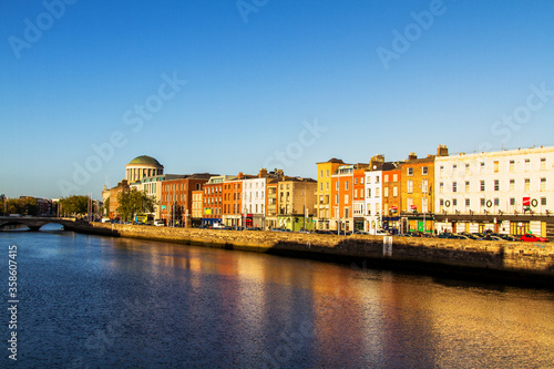 Photography DUBLIN, IRELAND - NOVEMBER 11: Panoramic view of Bachelors Walk and River Liffey