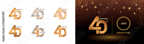 Set of 40th Anniversary logotype design, Forty years anniversary celebration