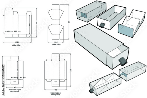 Rigid Box hard board paper and Die-cut Pattern. The .eps file is full scale and fully functional. Prepared for real cardboard.