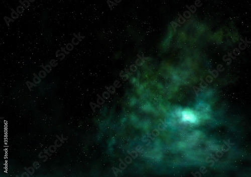 Star field in space and a nebulae. 3D rendering