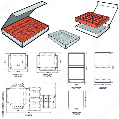 Rigid Box hard board paper and Die-cut Pattern. The .eps file is full scale and fully functional. Prepared for real cardboard.