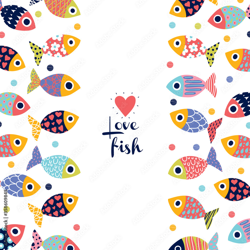 Cute decorative vector card with fish. Cute decorative vector card with fish.