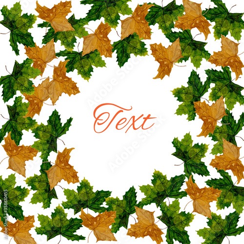 watercolor autumn card with maple leaves