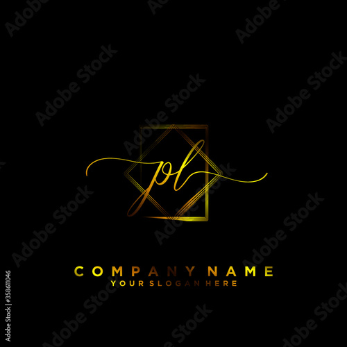 PL Initial handwriting logo vector	
