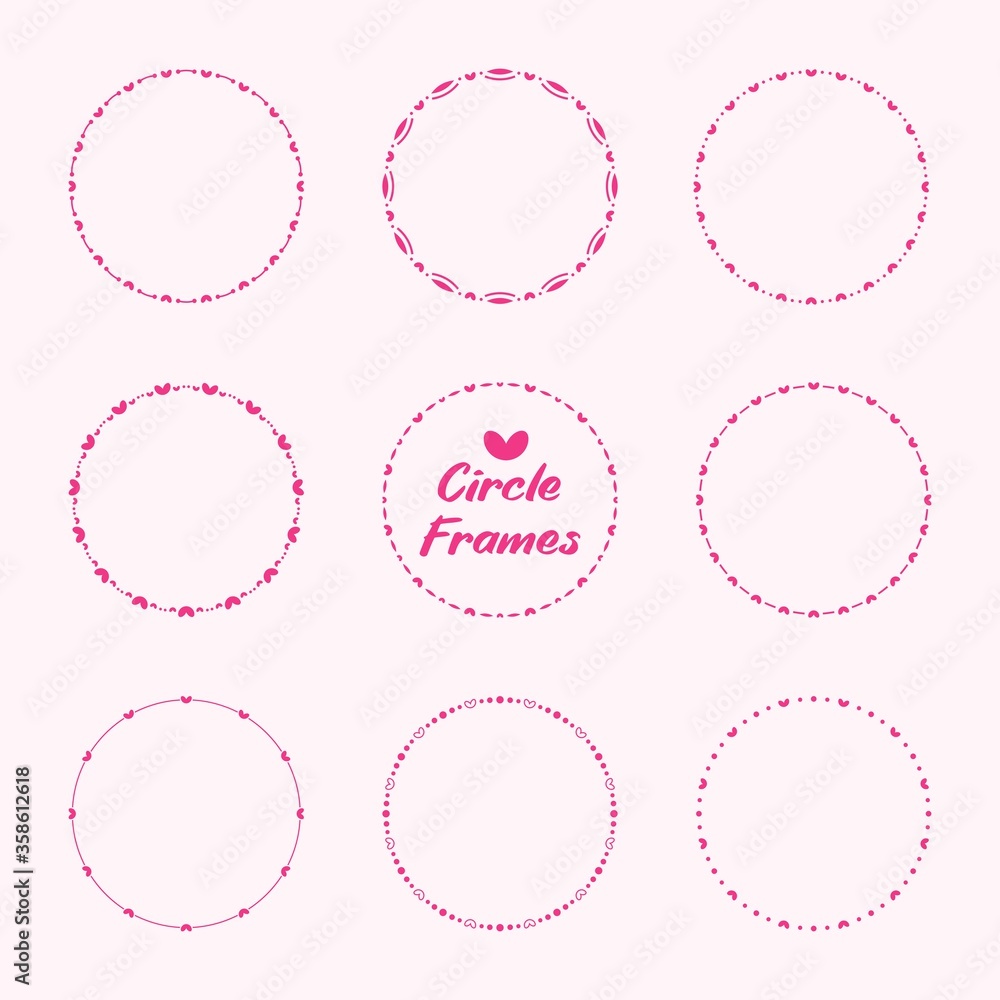 Love Circle Frames Set. Elements for design. Circle Frames with love, line, dot, and decorative shapes. Design label, badge, packaging, and more. Love Circle Frames Set. Elements for design. Circle Frames with love, line, dot, and decorative shapes. Design label, badge, packaging, and more.