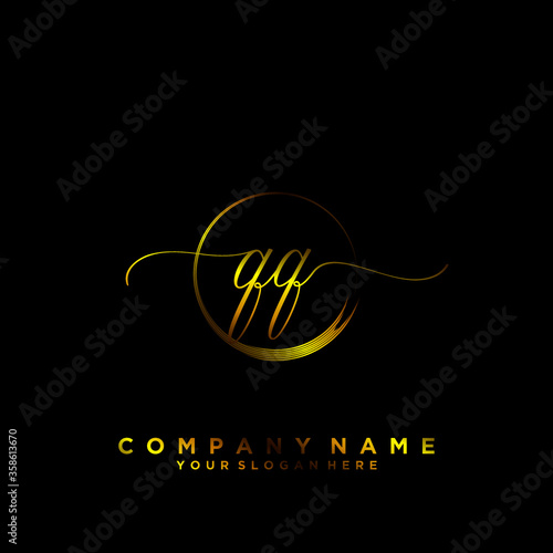 QQ Initial handwriting logo vector	
