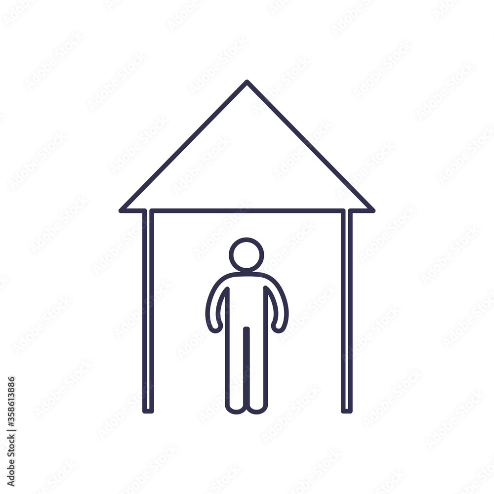 Isolated avatar inside house line style icon vector design Isolated avatar inside house line style icon vector design