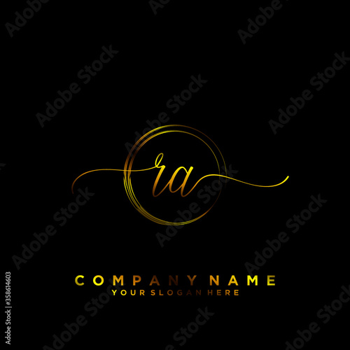 RA Initial handwriting logo vector	

