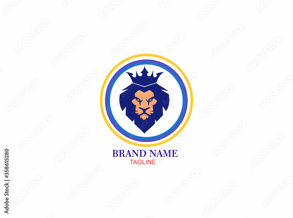 Lion logo in Blue and White Circle Lion logo in Blue and White Circle